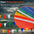 Multicolor Pennant Safety Flags, Perimeter Warning Flag Banner Line, For Flagging Construction/Traffic Barrier/Parking Lot/Rooftop/Backstroke/Party & Special Events 7" X 10" Pennants on 100' Rope 100FT
