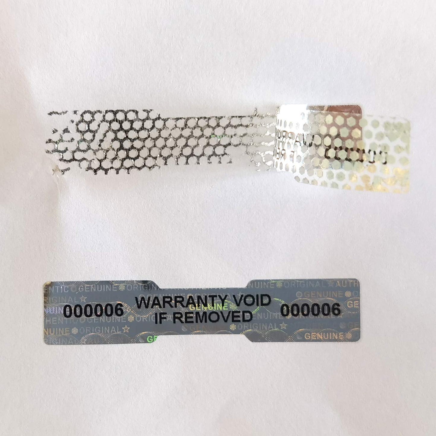 540 Pcs 1.968x0.39 inch Silver High Security Tamper Evident Seal Warranty Void Dogbone Original Genuine Authentic Hologram Labels/Stickers w/ Unique Sequential Serial Numbering Tamper Proof Stickers