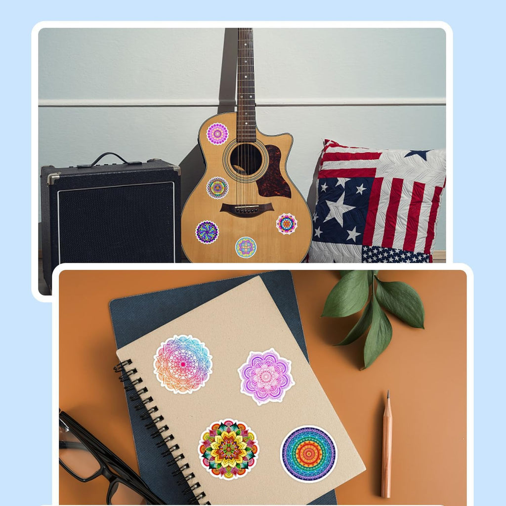 Happy Diwali Gift Stickers - 50pcs Mandala Labels Seals Decals for Kids Cards Envelopes Cookies Box and Gifts Wrapping Decoration