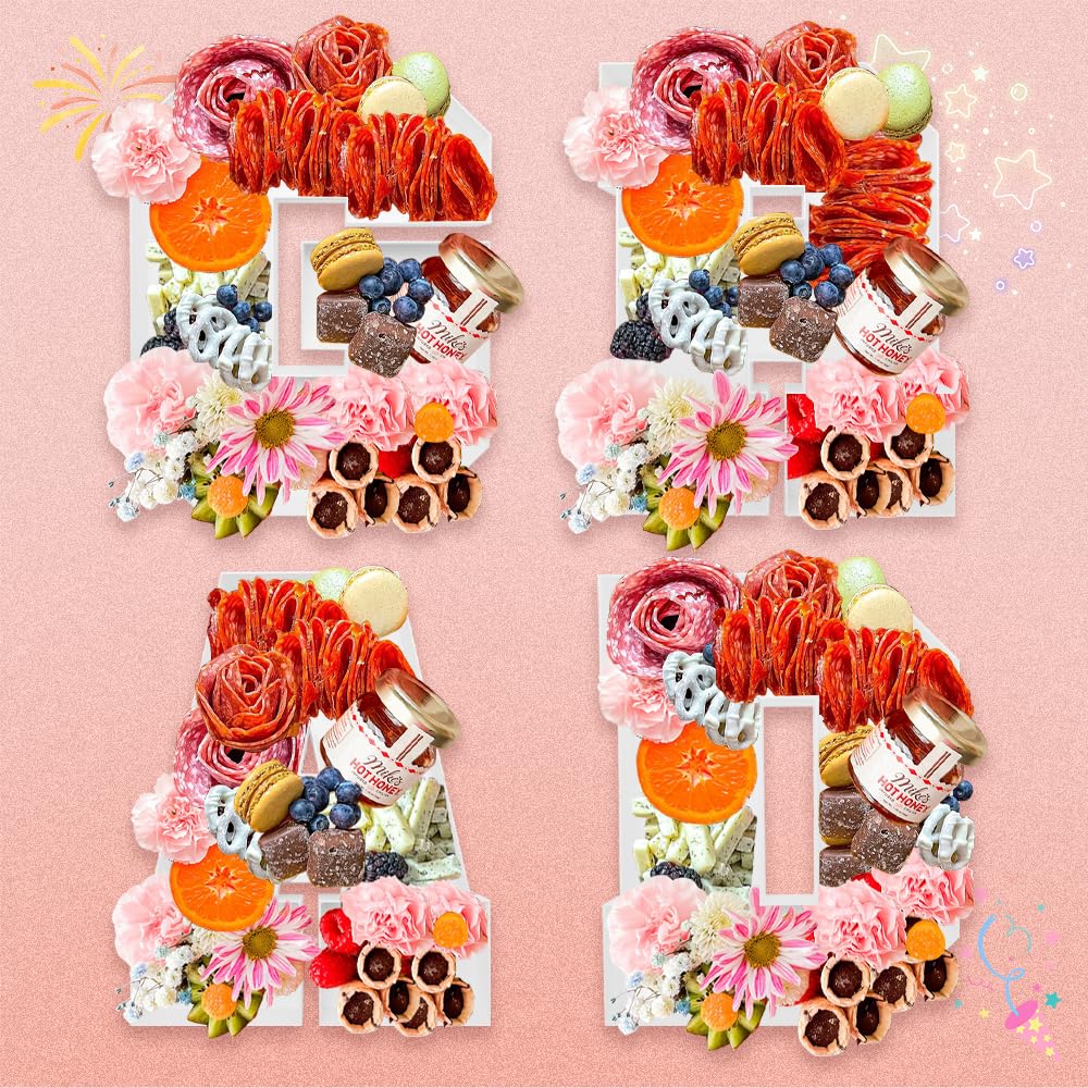 2026 Plastic Fillable Charcuterie Number Letter Shaped Reusable Serving Tray, Waterproof Food Dish Plate, 10 inch, New Year Graduation Party Treat (Grad) GRAD Shape