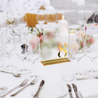 HOODO Frosted Arch Acrylic Wedding Table Numbers 1-10 with Stands, 5"x7" Arched Acrylic Signs with 3D Gold Numbers, Frosted 3D Table Numbers for Wedding Reception Frosted and Gold Font Number 1-10, 5"x7"