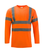Kolossus Hi Vis Construction Shirts for Men Long Sleeve Reflective Safety Work Shirt Front Pocket Yellow Orange Class 3 X-Large