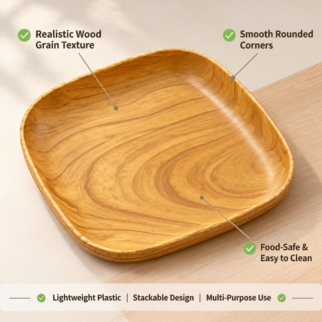 6PCS Wood-grain pattern multi-functional bone-serving dish