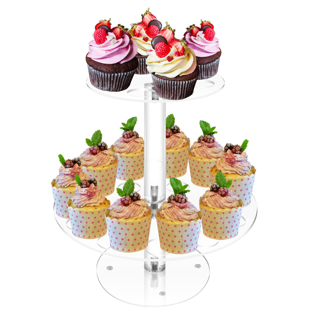 2-Tier Acrylic Ice Cream Cone Holder 24-Hole Waffle Stand