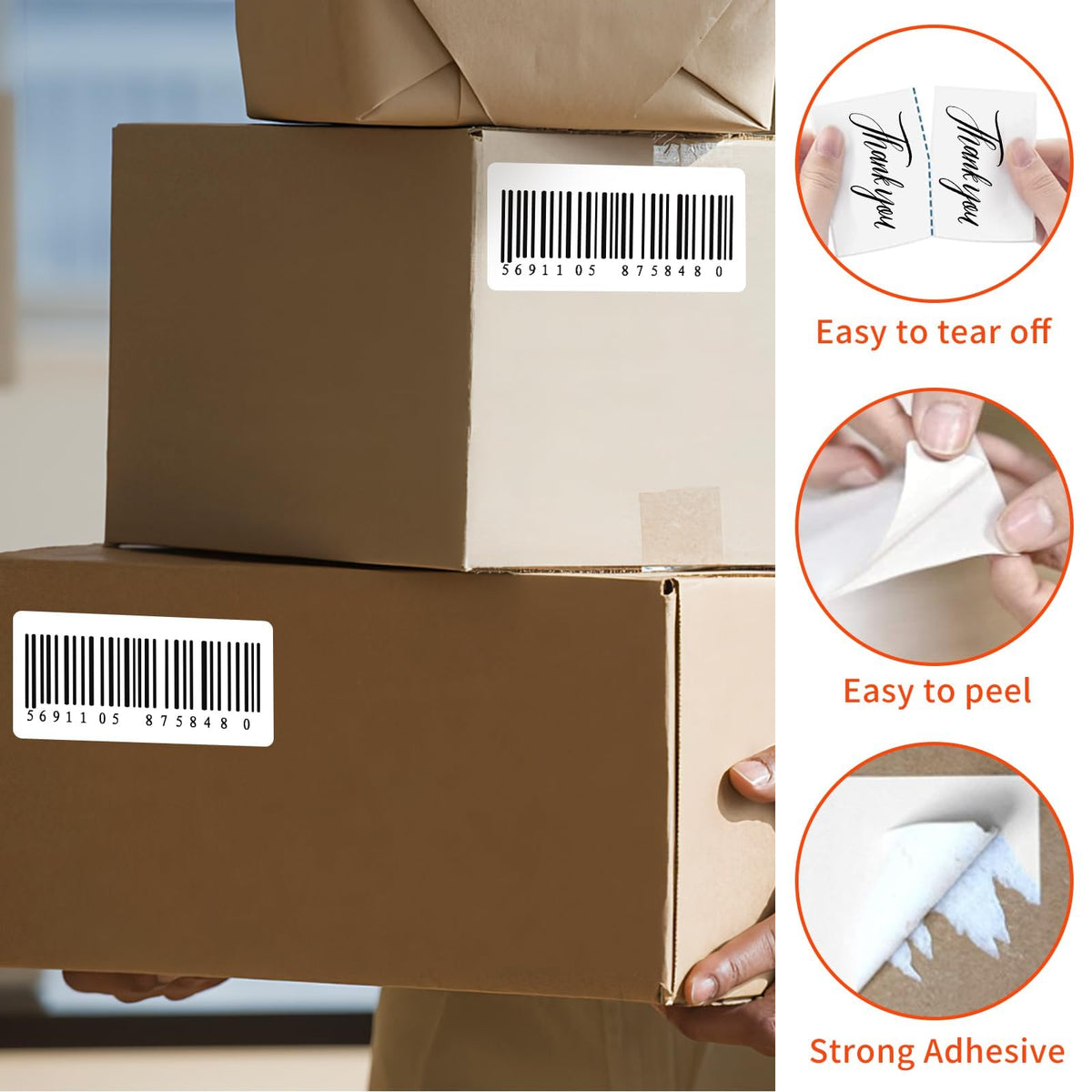 2x1inch Direct Thermal Label Paper for Barcodes, Shipping, 1000 Labels Per Roll White, Compatible with Rollo Label Printer & Zebra Desktop Printers 2" x 1"