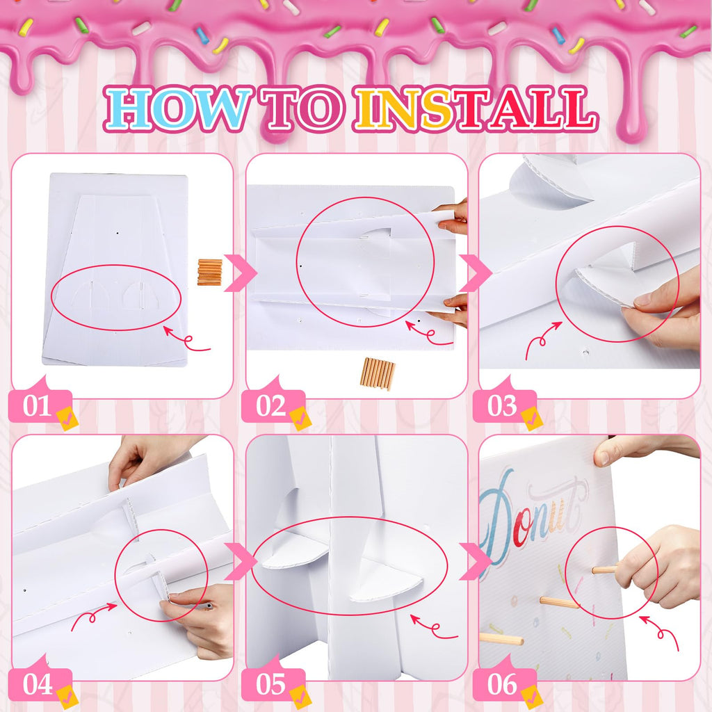 Jetec Donut Stand Cute Doughnuts Display Stand, Pink