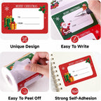200Pcs Green Name Tag Stickers+500Pcs Christmas Name Tag Stickers