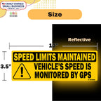 TOTOMO Vehicle Speed Monitored by GPS Safety Sticker, Speed Limits Maintained, 10-Pack, 10" x 3.5" Reflective Warning Decal for Fleet Vehicles, Trucks, Vans & Commercial Vehicles Black Standard [10"x3.5"]