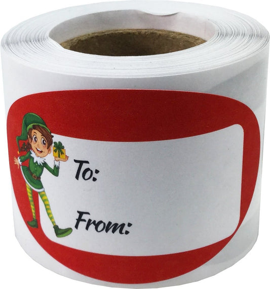 Elf Presents Gifts Tags Christmas Holiday to from Labels 1 1/2 x 2 1/2 Inch 25 Total Stickers