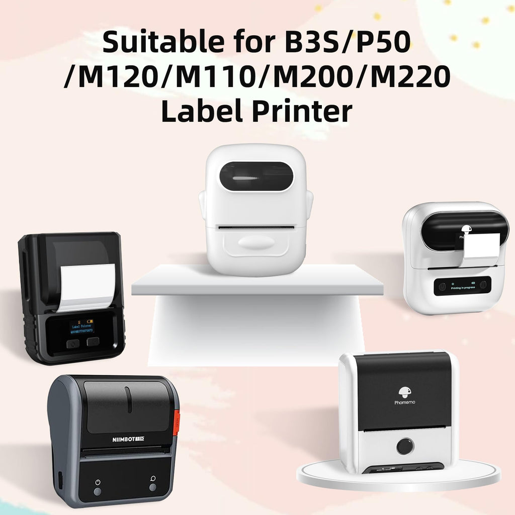 3 Rolls 1.97"x1.18" (50x30mm) Label Paper for B3S/P50/M120/M110/M200/M220, Thermal Label Sticker Multi-Purpose Square Self-Adhesive Labels, 220 Labels/Roll, White 50x30mm-White
