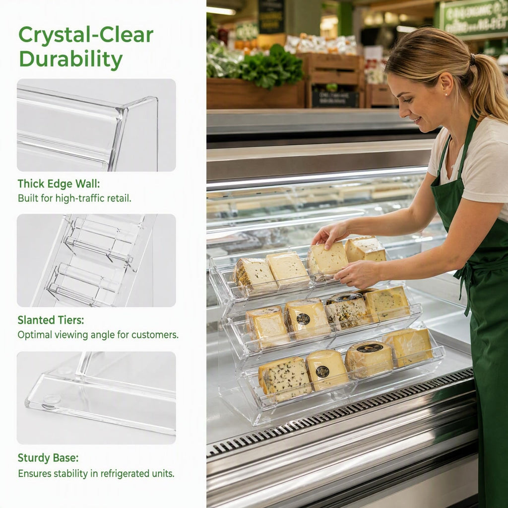 PartyKindom Food Display Riser Layer Plastic for Supermarket Cold