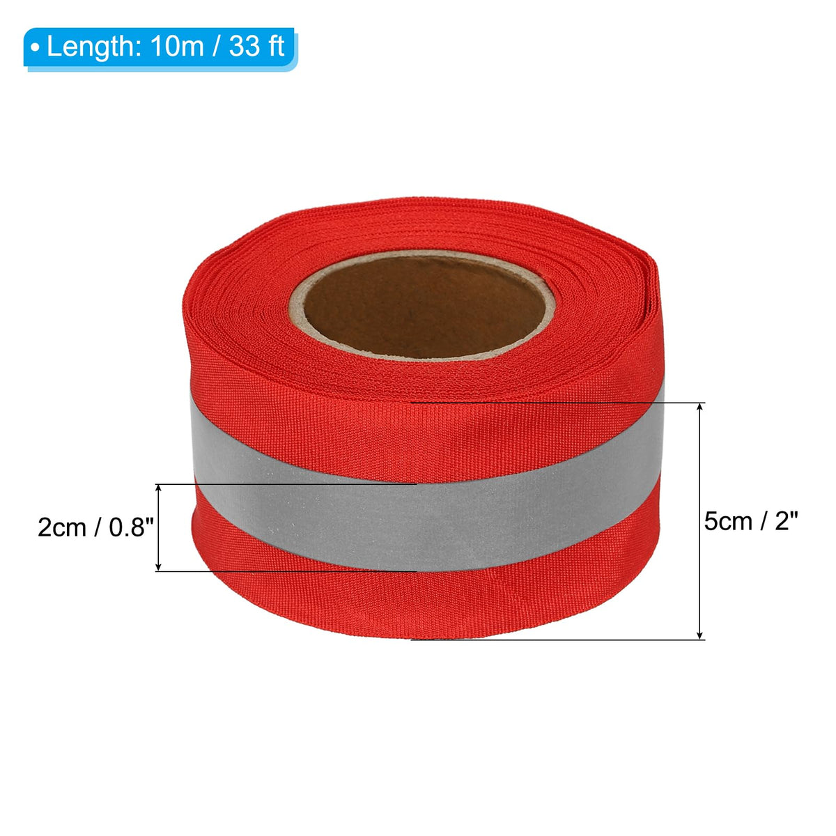 PATIKIL Reflective Tape Strip, 2" x 33 Ft High Visibility Reflective Tape Sew-on DIY Warning Safety Fabric Webbing for Clothing Raincoats, Red 2 Inch x 33 Feet