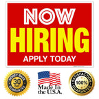 Now Hiring Sign, Help Wanted Signs for Business, (2 Pack) Double Sided Plastic 18x24 2 PK