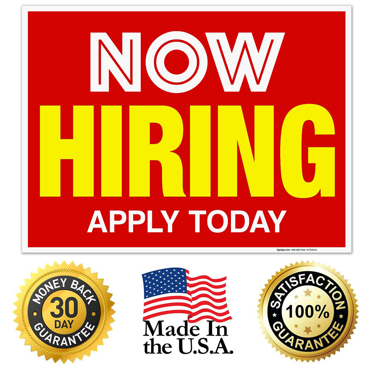 Now Hiring Sign, Help Wanted Signs for Business, (2 Pack) Double Sided Plastic 18x24 2 PK