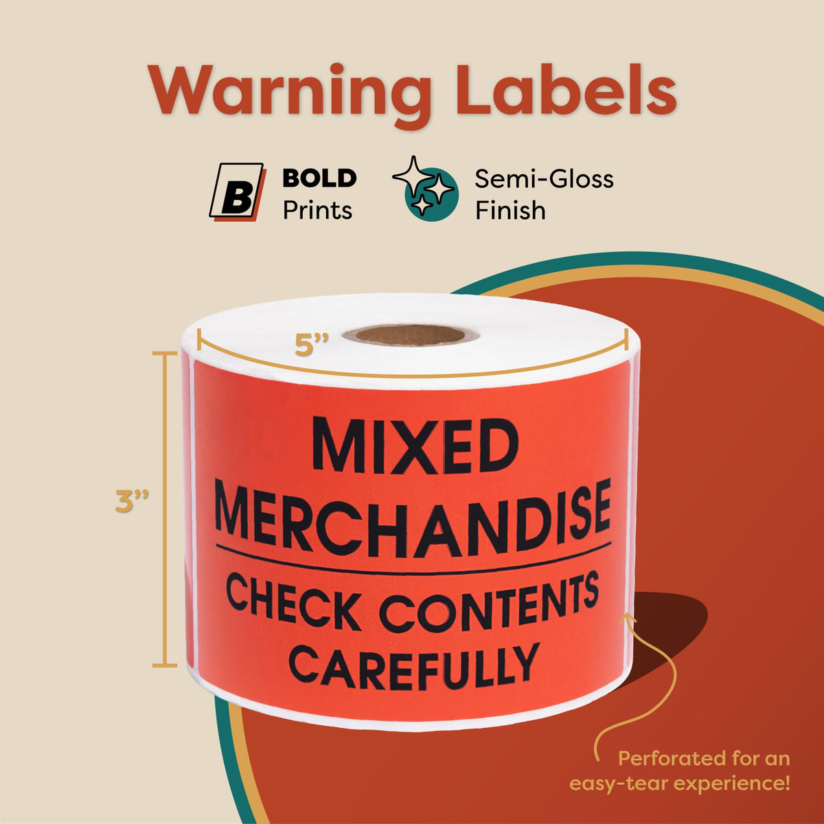 Aegis Adhesives - 3" X 5" Mixed Merchandise Labels (1 Roll, 500/Roll) Red (Mixed Merchandise) 3" X 5"