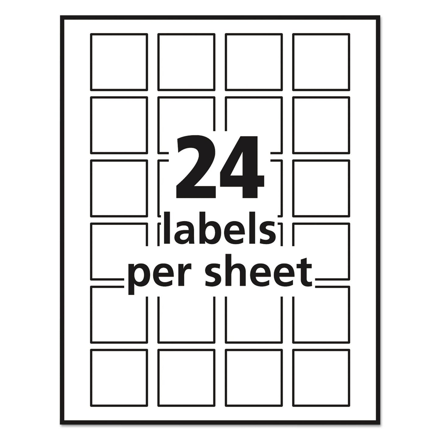 Avery Square Labels with Sure Feed and TrueBlock, 1.5 x 1.5, White, 600/Pack