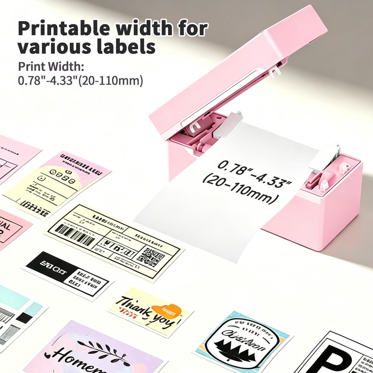 Bluetooth Thermal Label Printer,4x6 Shipping Label Printer Pink