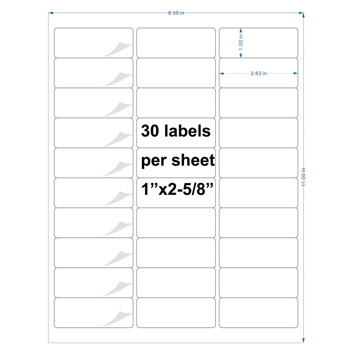 30-UP Shipping Labels 1" x 2-5/8" Address Stickers 20 Sheets 600 Pcs Printable Blank Labels Waterproof Matte White Stickers Vinyl Sticker Paper Dries Quickly for Inkjet Printer (Pack of 2) 30 up labels (Pack of 2)