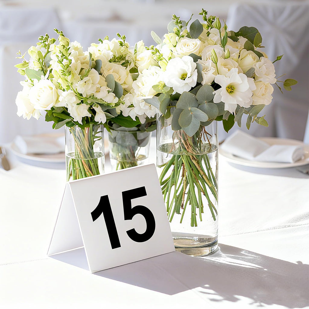 30 Packs Restaurant Table Numbers, Double Side Acrylic Table Tent Numbers for Restaurant Cafes Banquets - White 3.4 x 2.2 x 2.9 inches