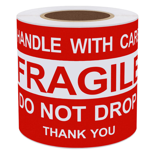 Hybsk 3x5 inch Do Not Drop Thank You Fragile Stickers Adhesive Label 100 Per Roll (3x5 inch)