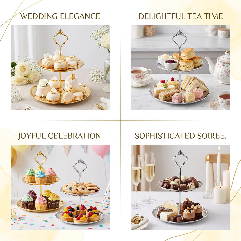 Tiered Tray Hardware Kit,5 Sets Cake Tier Stacking Kit for DIY Food Stand Glod,Silver