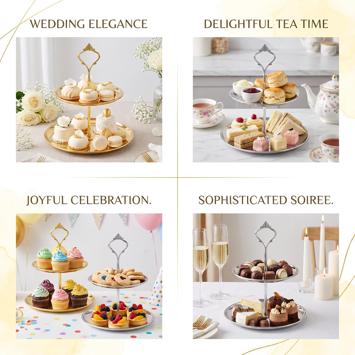 Tiered Tray Hardware Kit,5 Sets Cake Tier Stacking Kit for DIY Food Stand Glod,Silver
