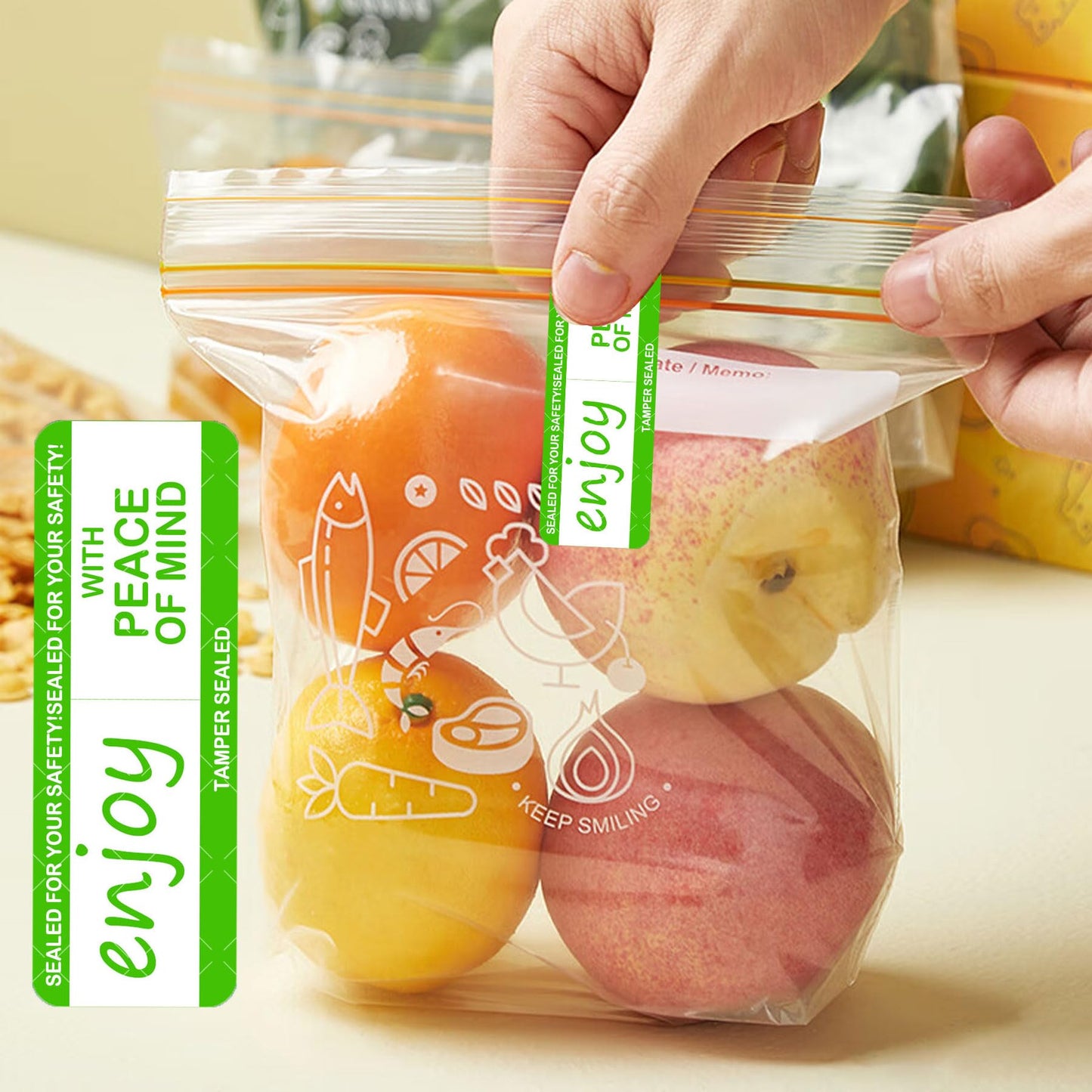 Tamper-Evident Sealed Freshness Labels 1 x 3 inch Tamper Evident Food Package Stickers 500 PCS Food Delivery Stickers- Adhesive Sticker for Safe Food Delivery Food Containers Bags