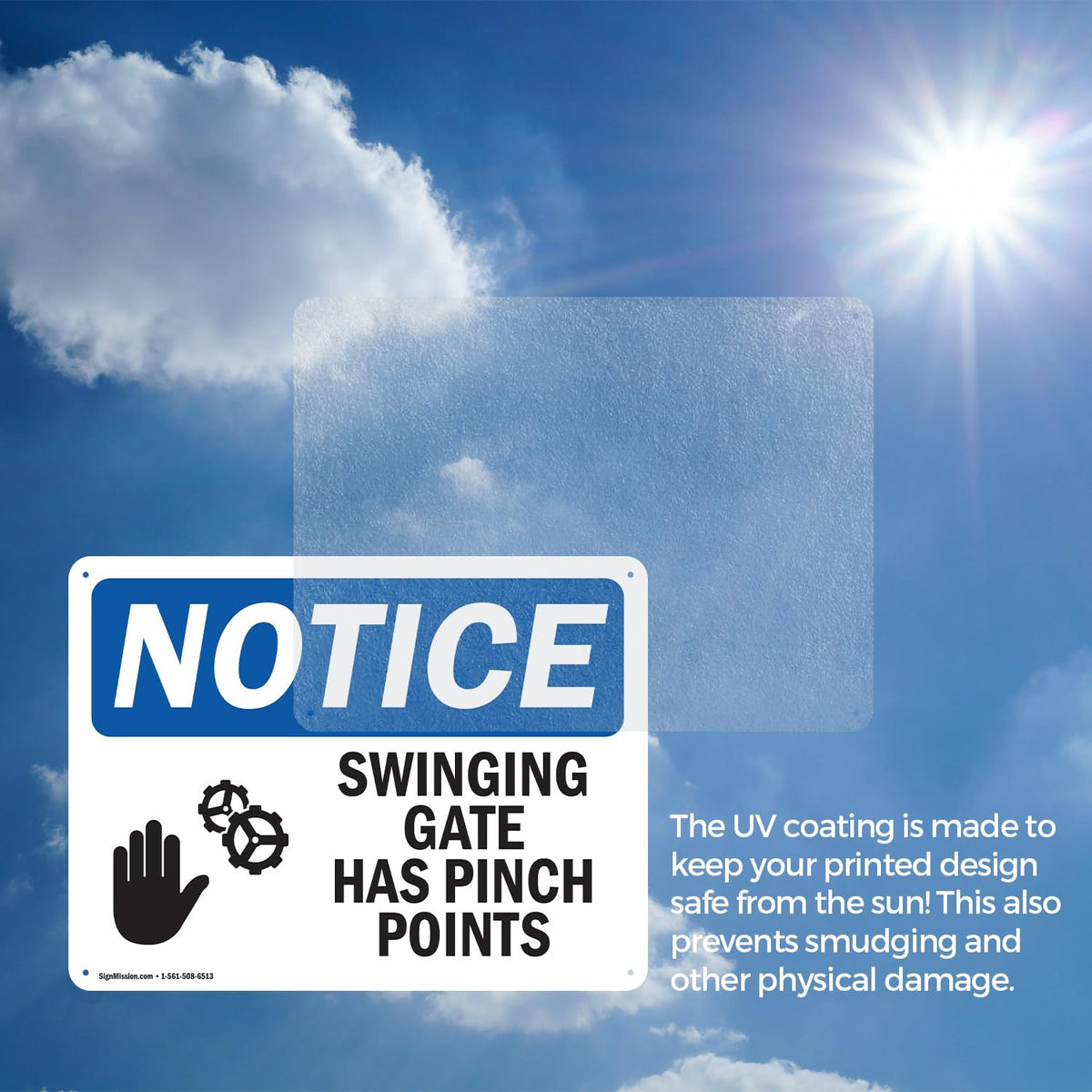 (2 Pack) Swinging Gate Has Pinch Points OSHA Notice Sign 10 Inch X 7 Inch Indoor/Outdoor Rust-Free Aluminum Metal Signs for Workplace, Workshop, and Construction Site, Made in the USA