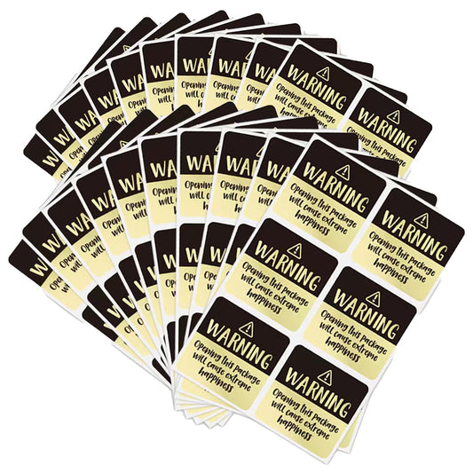 120 Extreme Happiness Labels, Warning Stickers, Small Business Packaging - 1.57 in x 1.57 in Yellow