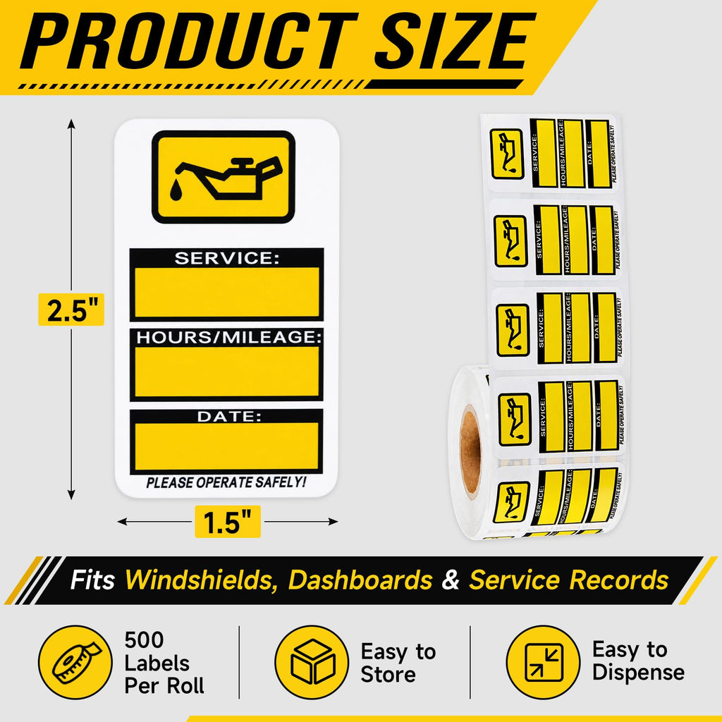 300 Pcs Fleet Service Oil Change Stickers, Next Service Due Labels, Vehicle Maintenance Tracking Labels for Auto Repair Shops, Workshops, and Fleet Management