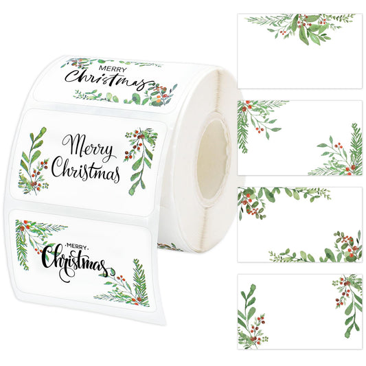 Whaline Christmas Direct Thermal Labels Xmas Holly Berry Coding Label Stickers Self-Adhesive Thermal Label Printer Decals for Xmas Party Business, 500Pcs