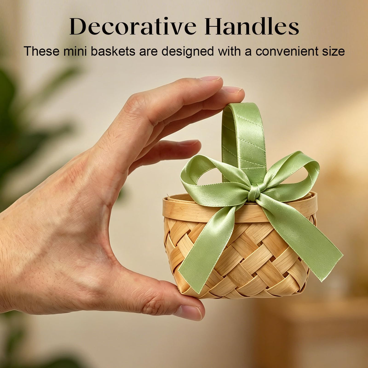 MDEOOSKY 12 Pcs Mini Woven Baskets with Handles, Suitable for Flower Girl Gifts, Ideal for Wedding Favors and Birthday Decorations (Sage Green) Sage Green
