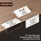 20 Pack Acrylic Rigid Shelf Label Holders, Lying Down or Sticking 1.25x3 in