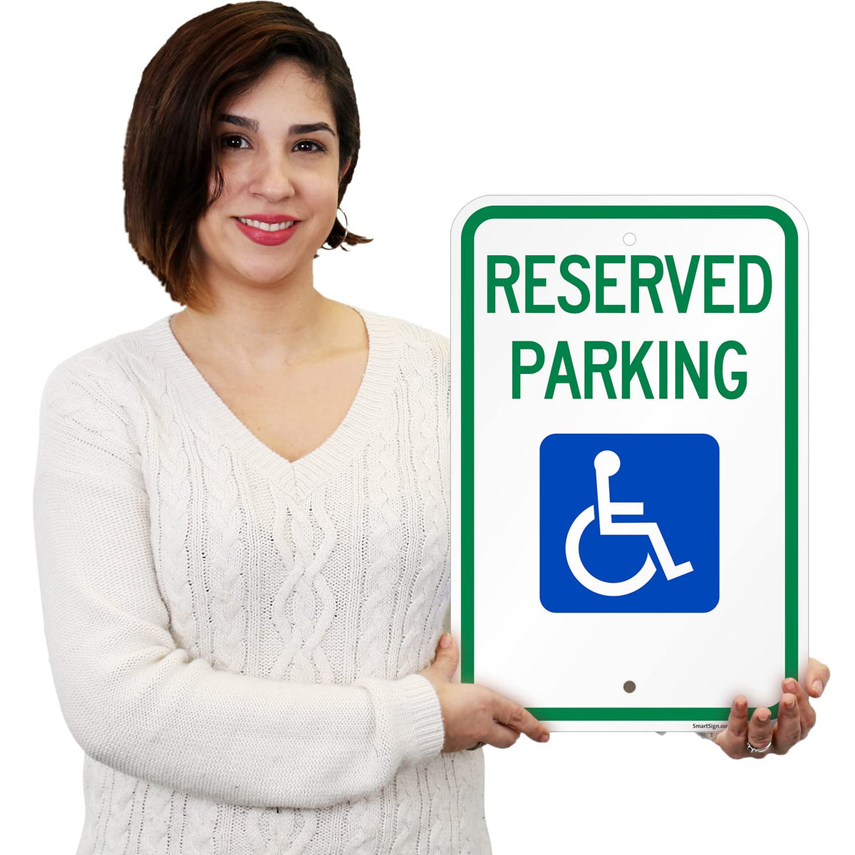 "Reserved Parking" Federal Handicap Parking Sign By SmartSign | 12" x 18" Aluminum 12" x 18" Non-Reflective Aluminum