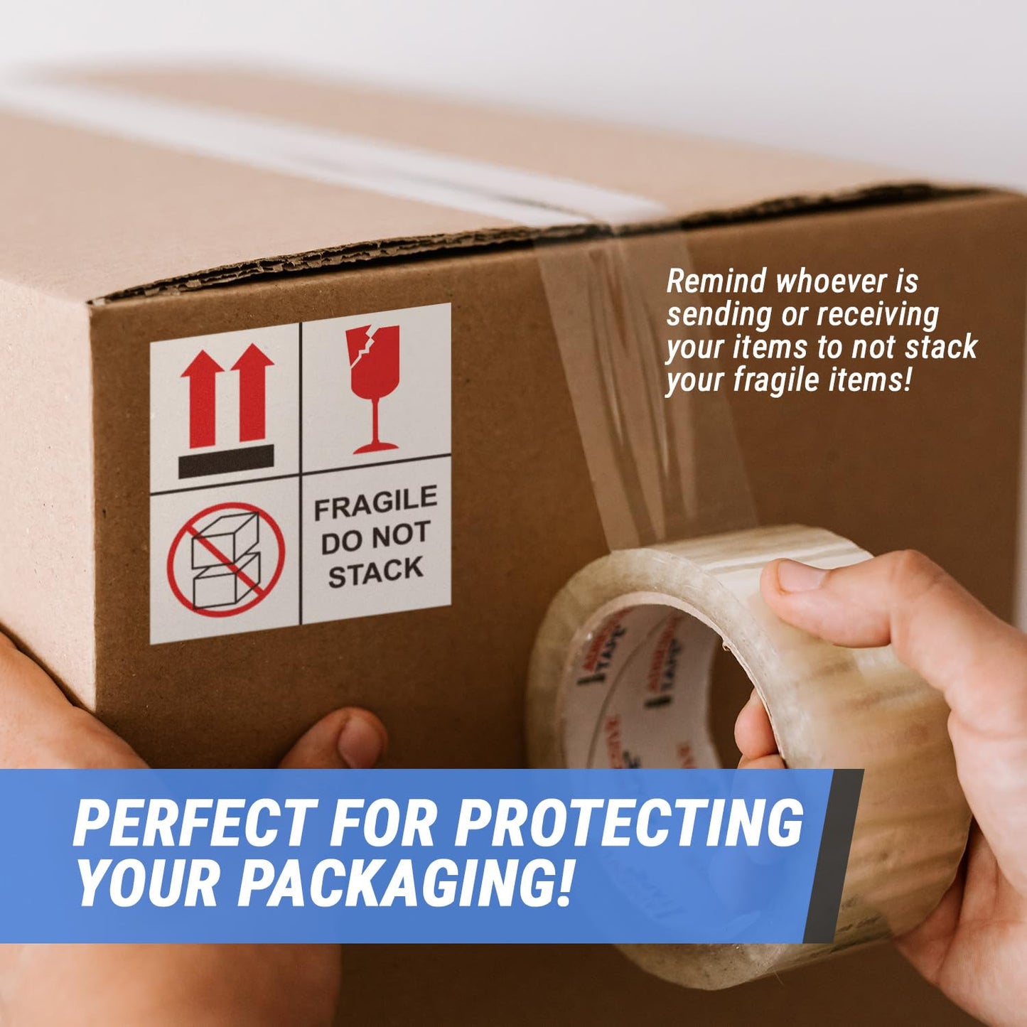 300 Fragile, Do Not Stack Labels - 4 x 4 inch, Fragile - Do Not Stack, This Side Up - Handling Instruction Labels for Warehousing, Shipping, Handling OR Moving