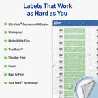 Avery Outdoor Waterproof Rectangle Labels with Sure Feed Technology, 2/3" x 3-7/16", White Film, Compatible with Laser Printers, 1500 Labels Total, Great for Product Branding, Packaging, and More 1,500 labels
