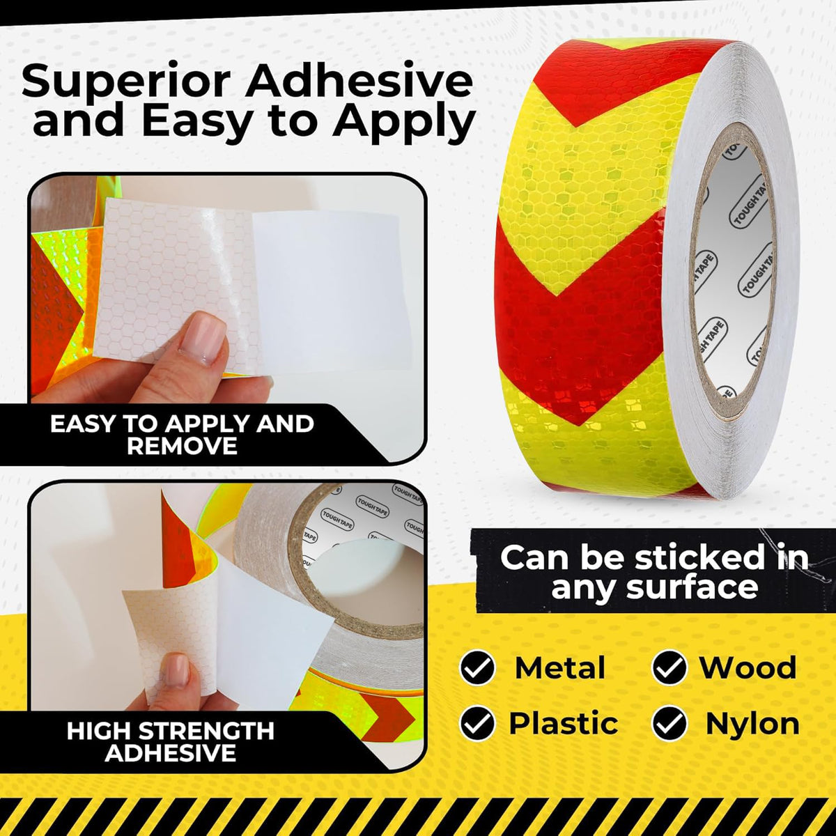 DOT C2 Safety Reflective Tape 2IN x 100 FT - Outdoor Waterproof Conspicuity Tape - Arrow Reflector Tape for Trailers, Vehicles, Boats - Strong Reflective Safety for Caution Warning Signs