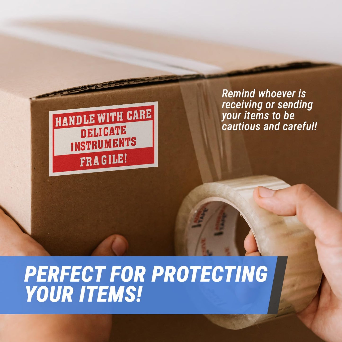300 Delicate Instrument Stickers - 1 Roll - 3 x 5 inch, Handle with Care, Delicate Instruments Fragile Warning Labels for Shipping/Packing/Handling Labels, Red Delicate Instruments - Red/White