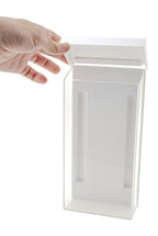 Marketing Holders Outdoor Brochure Holder Box Clear with White Lid Holds 4" x 9" Trifolds Real Estate Sheets Pamphlets Menus for Sign Store Front Display Take One Caddy 1 4"W x 9"H Clear with White Lid