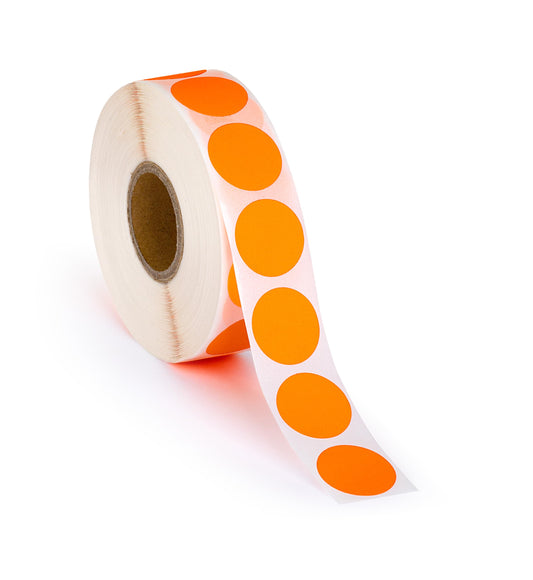 2000pcs Neon Orange Dot Sticker Label Roll, 3/4" Diameter, Labels for Inventory, Color Code Labels, Organization Stickers, 1000/roll (Pack of 2)