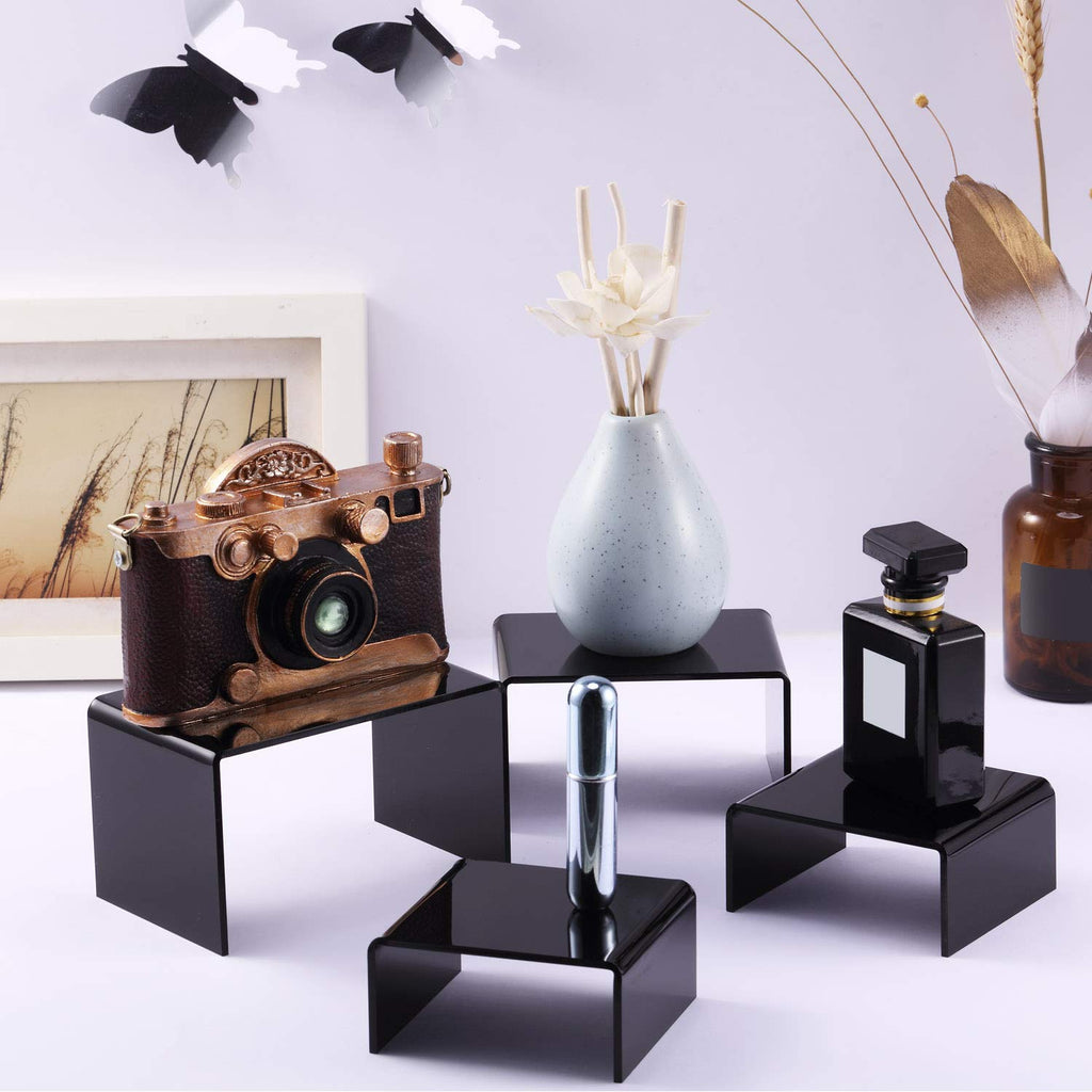 Chuangdi 2 Sets Acrylic Display Risers, Figure Stand, Black, Small Set