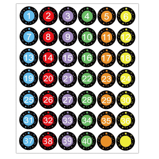 1-40 Numbers Round Labels Stickers, 1 Inch Self-Adhesive Small Number Stickers Colorful Border Round Label for Classroom, Office, Organizing Inventory Storage (504Pcs)