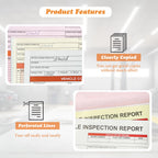 30 Pack Annual Vehicle Inspection Report Forms & 30-Pk Red Aluminum FMCSA Adhesive Labels/Stickers, 3-Ply Carbonless Inspection Sheet Book with Hardboard, DOT Compliant