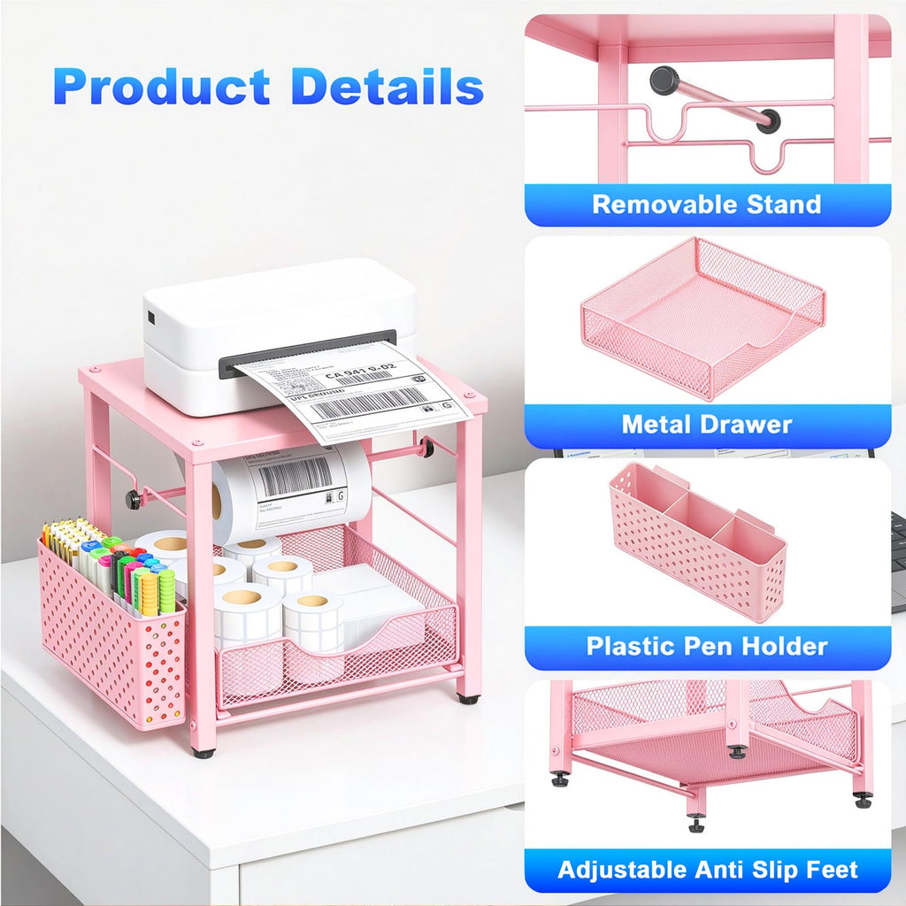 Thermal Label Holder for Foldable and Roll Type Labels,Metal Label Holder Pink