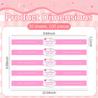 100 Pcs Pink Food Retail Package Seal Stickers, 9x1 Inch