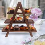 CALLARON Wooden Three-Tier Tray Storage Rack Brown