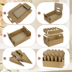 2 Set Wedding Paper Cone Stand Box, 2 Party Cardboard Cone Holders Trays of 20 Holes Each with 40 Kraft Cone Paper for Wedding, Party, Celebration, Decoration
