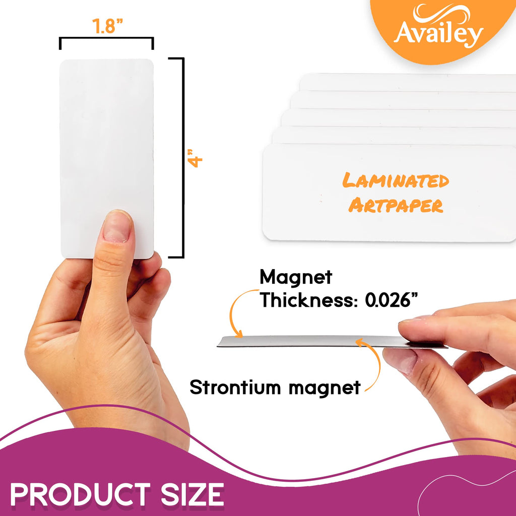 Availey 72 Pcs Magnetic Dry Erase Labels - 40 Pieces of 3 x 2 with Colored Border and 32 Pieces of 4 x 1.8 with Full White Front