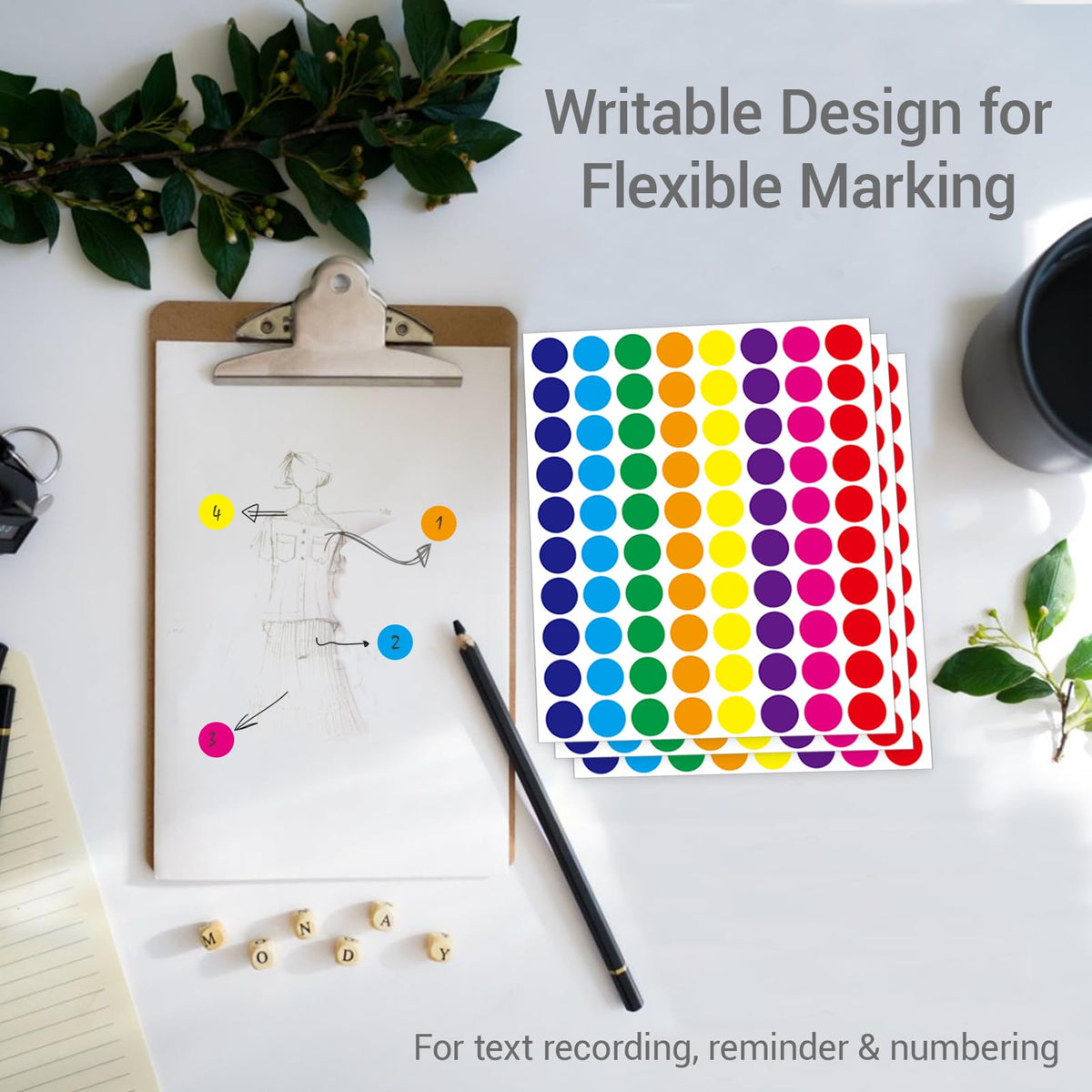 1600PCS, 3/4 Inch, Colored Dot Stickers Round Color Coding Labels 1600