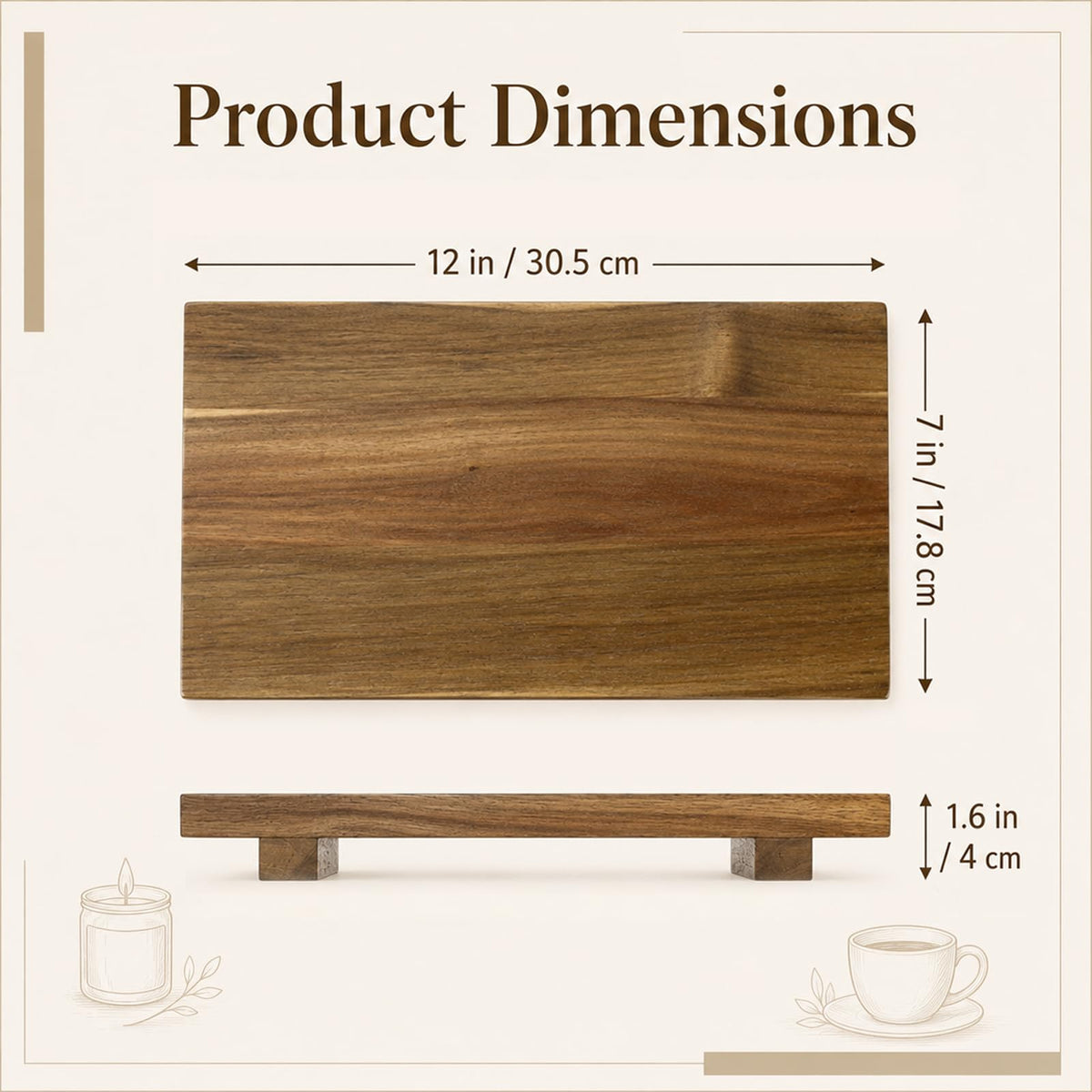 Acacia Wooden Riser for Kitchen Counter 12 x 7 x 1.6 in